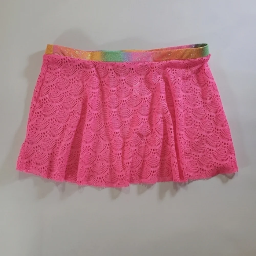 K1352 * Limited Too Girls Rainbow One Piece Swimsuit/Skirt Set Size L (14/16)